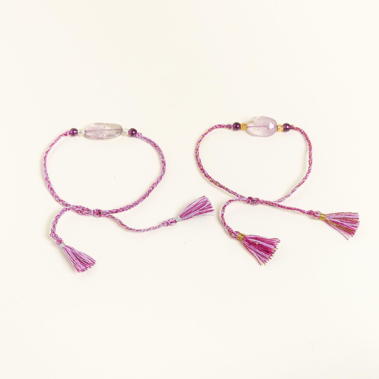 Yarnspirations Lavender Amethyst Couple Bracelet - praijing