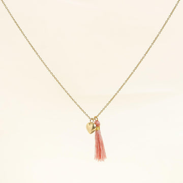 Necklace with Pink Love Accents - praijing