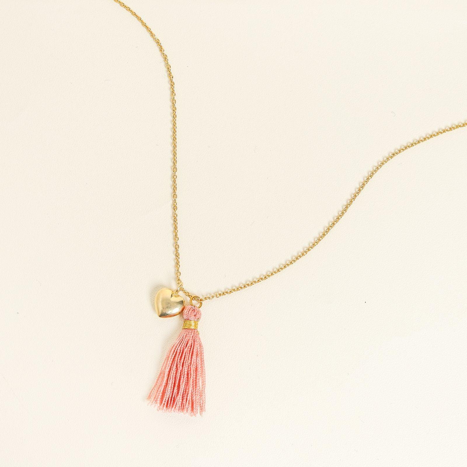 Necklace with Pink Love Accents - praijing