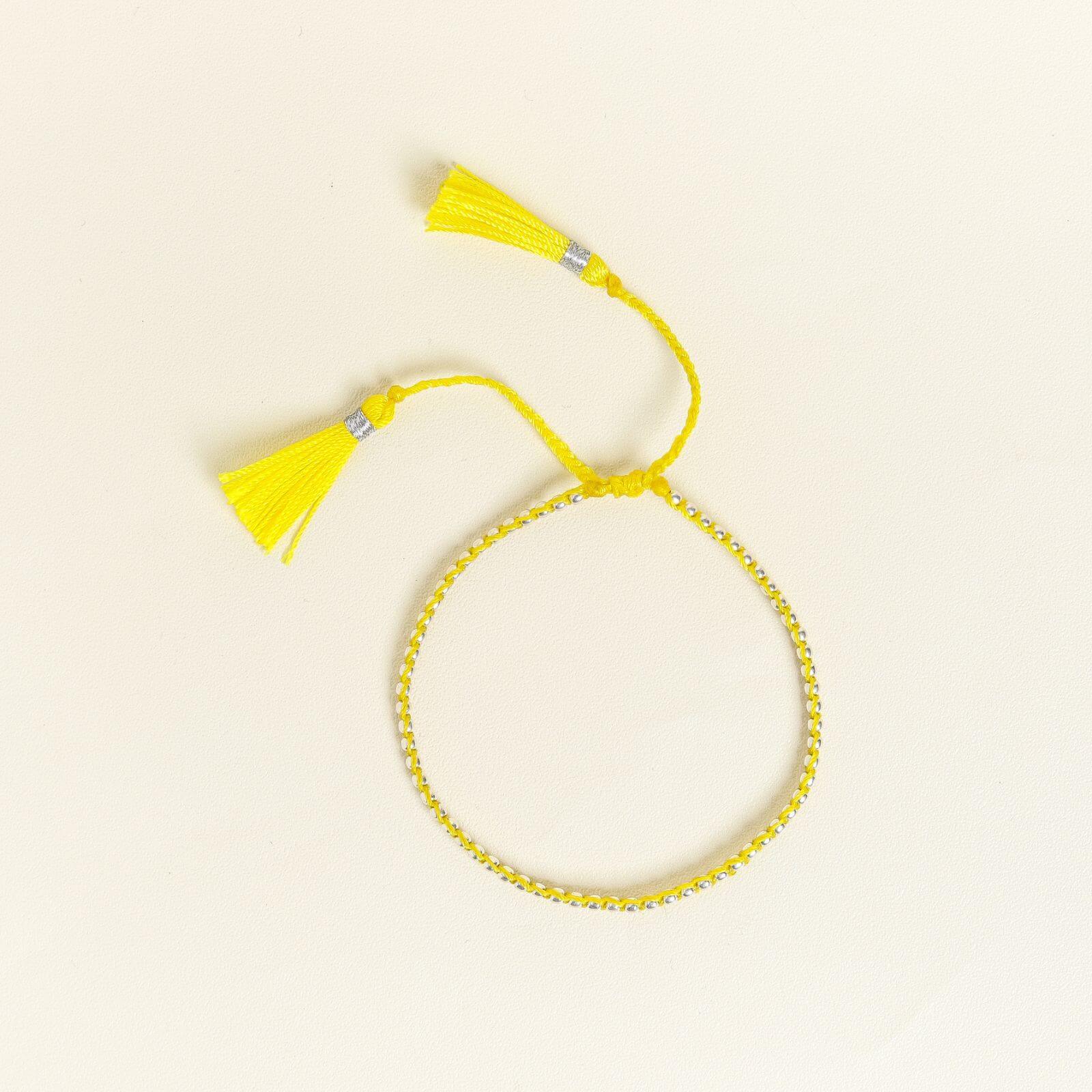 Yellow Yarn Silver Nugget Bracelet - praijing