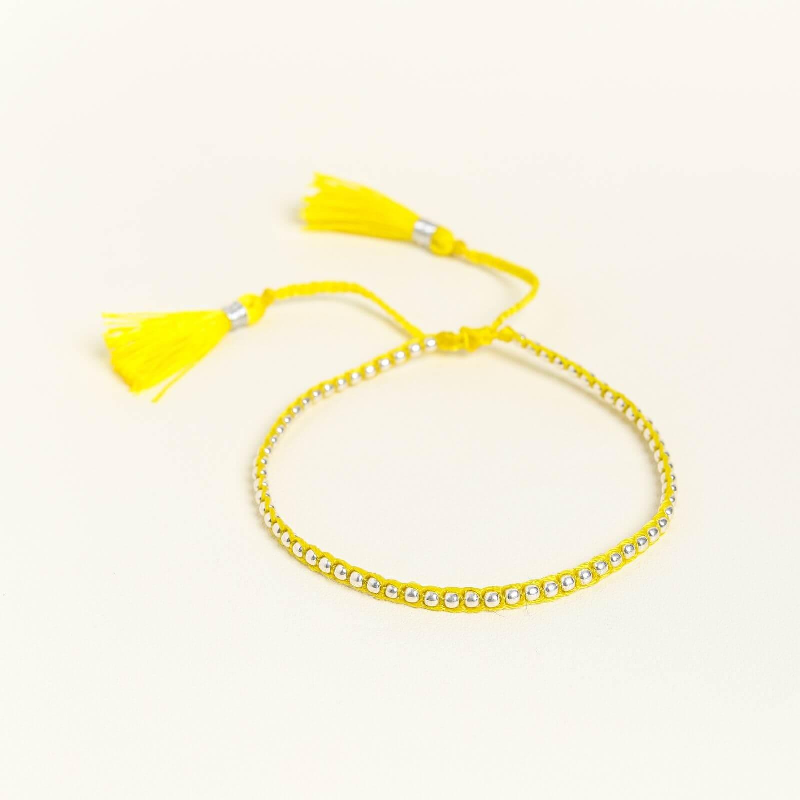 Yellow Yarn Silver Nugget Bracelet - praijing