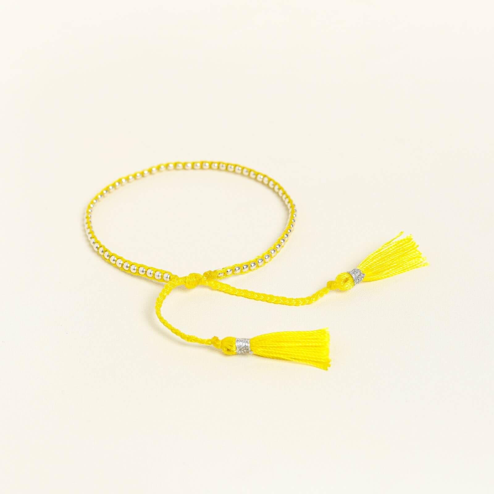 Yellow Yarn Silver Nugget Bracelet - praijing