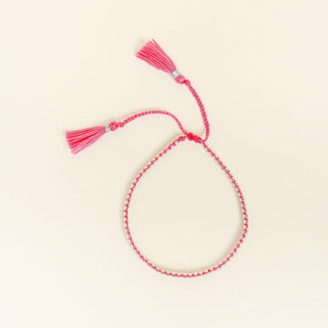 Pink Yarn Silver Nugget Bracelet - praijing