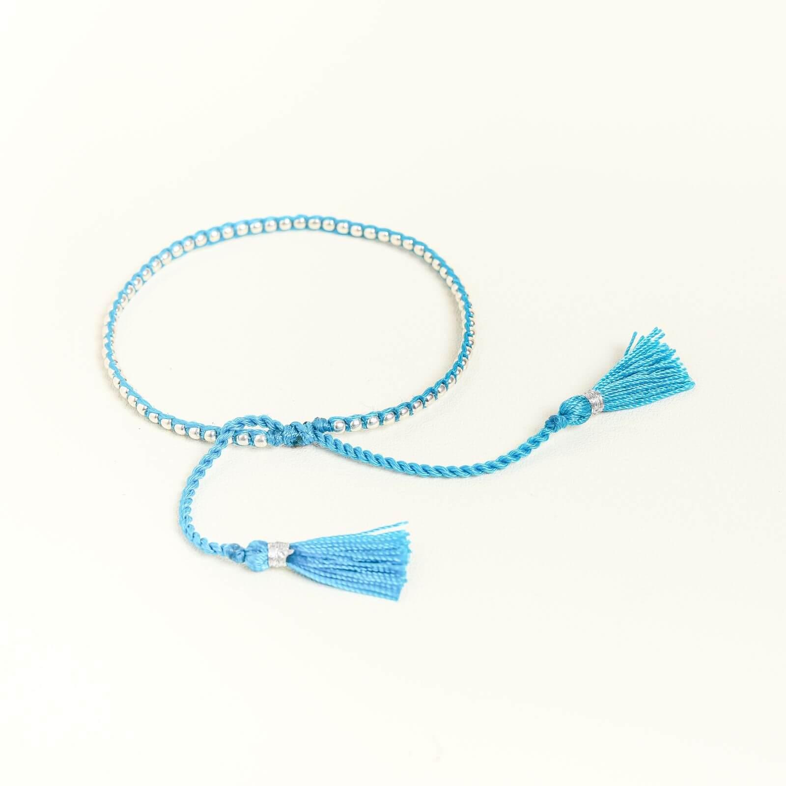 Blue Yarn Silver Nugget Bracelet - praijing