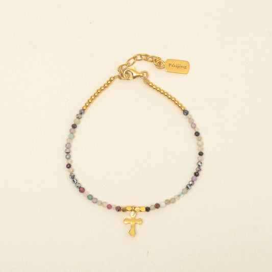 Gold Luxpraijing Gemstone Cross Bracelet - praijing