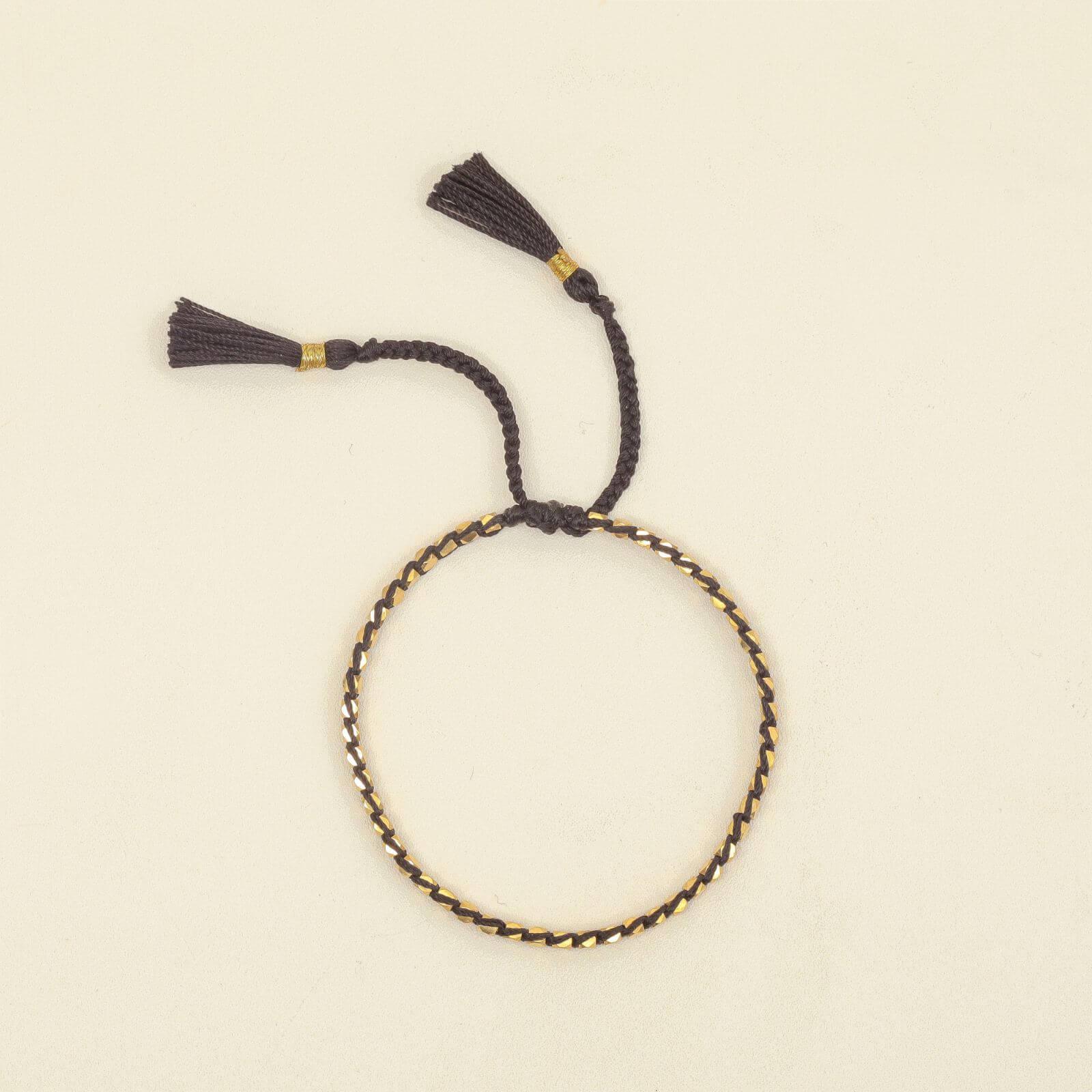 Black Yarn Gold Nugget Bracelet - praijing