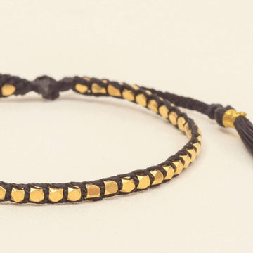 Black Yarn Gold Nugget Bracelet - praijing