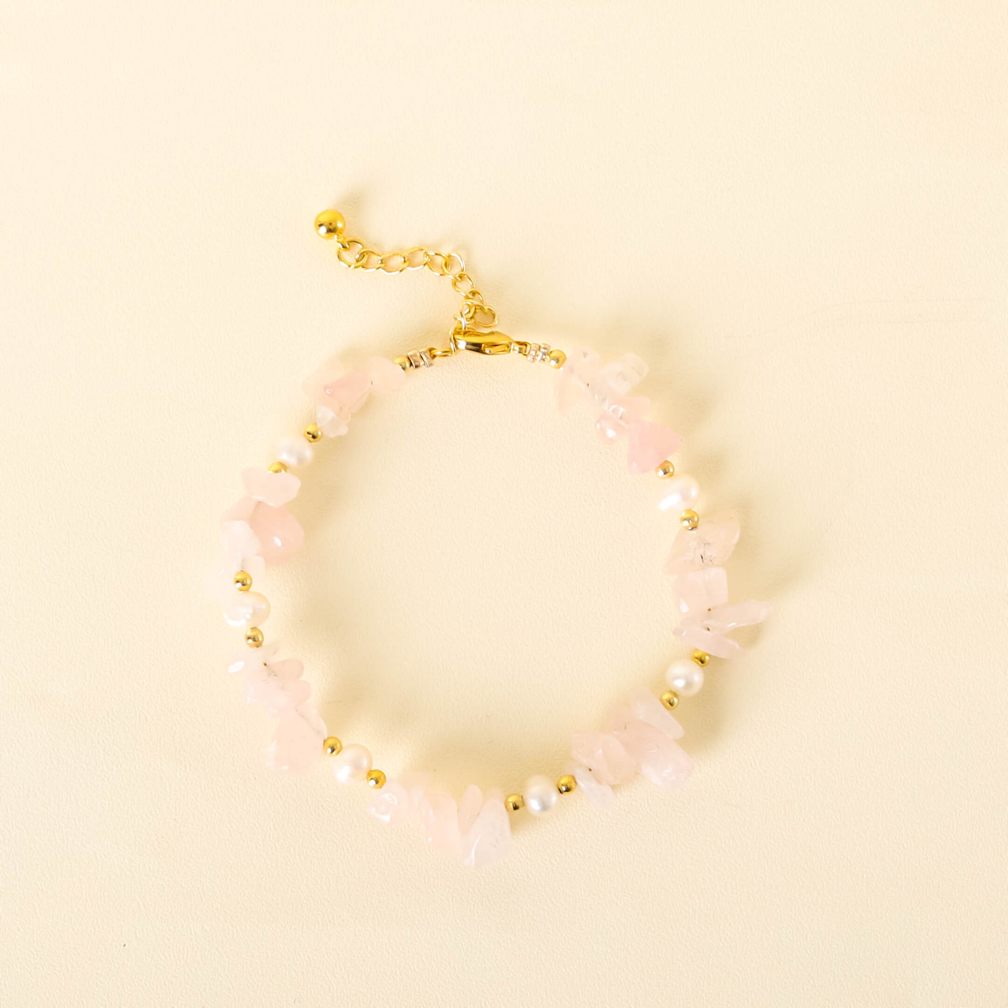 Bohemian Rose Quartz Gemstone Gold Bracelet