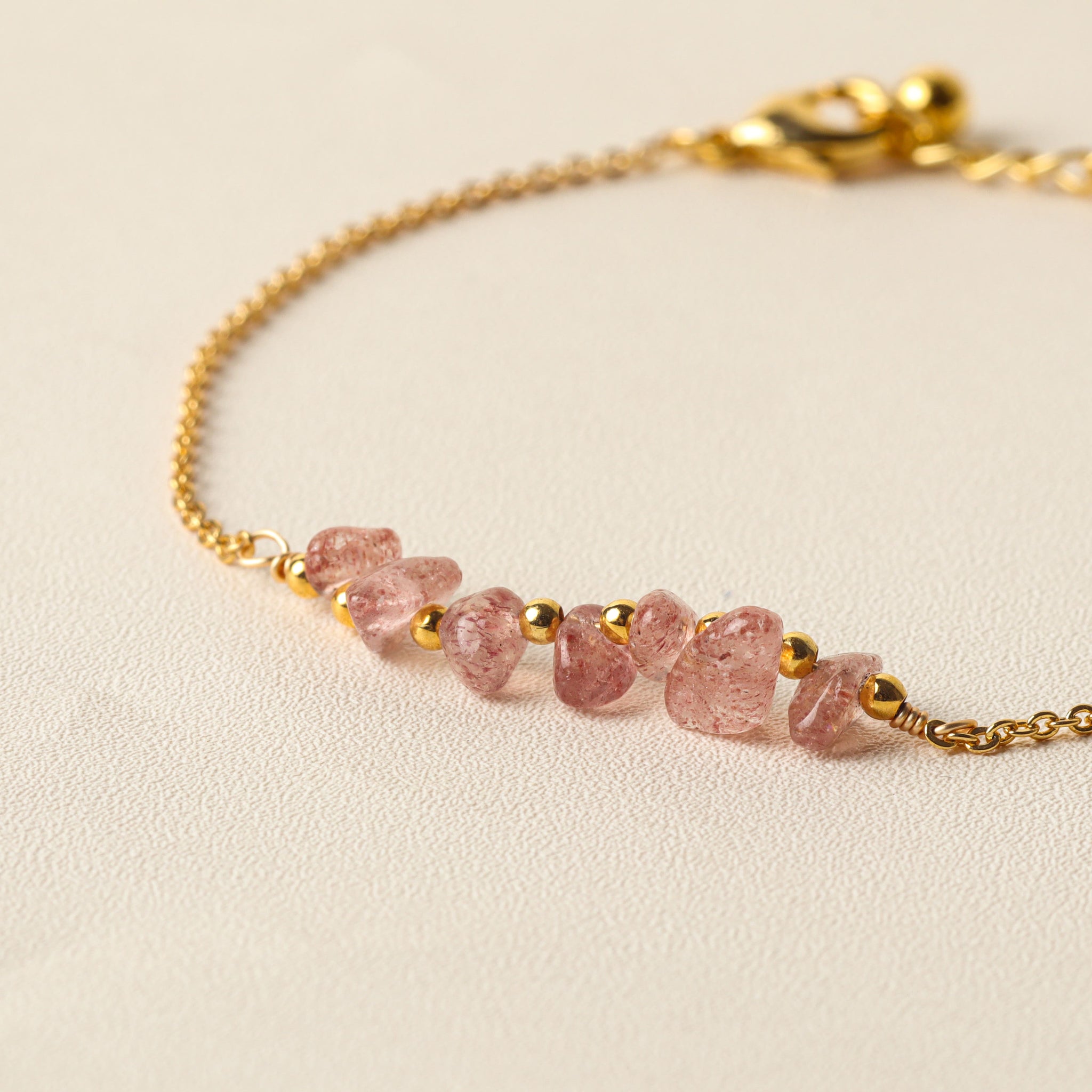 Bohemian VIP Rose Quartz Gold Bracelet